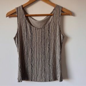 Vintage Taupe Shimmer Tank Y2K Textured Glitter Top